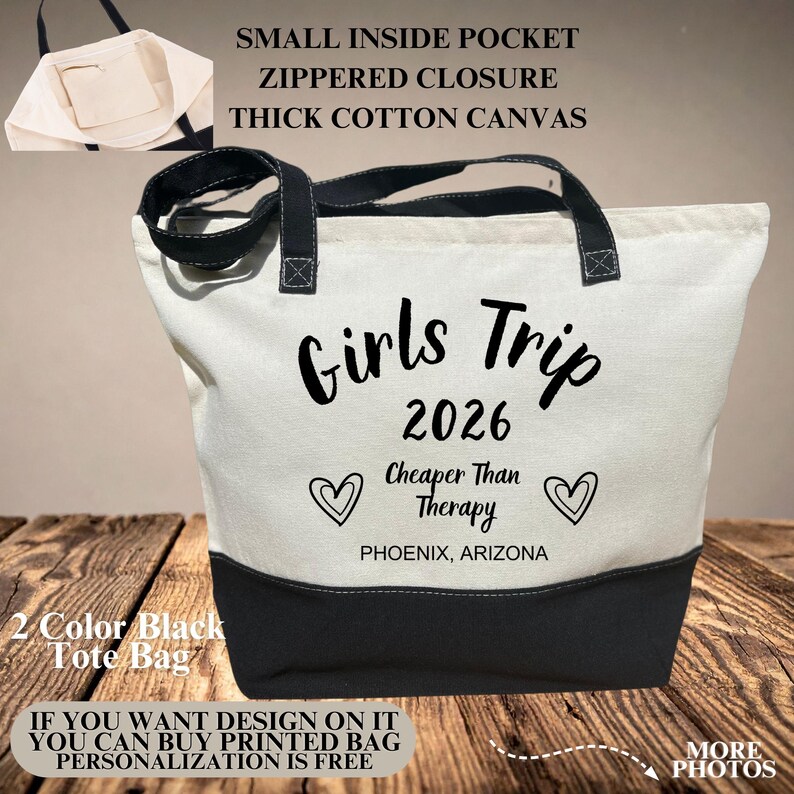 Girls Trip Cheaper Than Therapy Tote Bag, Vacation Gift image 5