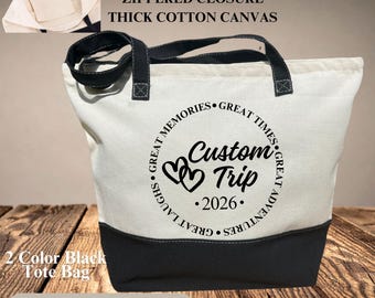 Custom Girls Trip Tote Bag, Great Times, Great Memories, 2026 Girls Trip Bag, Canvas Trip Bag With Zipper, Vacation Bag, Sisters Trip Bag