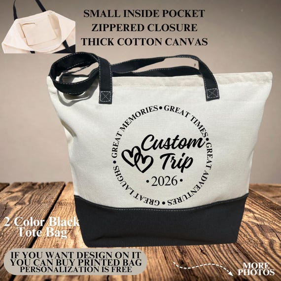 Custom Girls Trip Tote Bag, Great Times, Great Memories, 2026 Girls Trip Bag, Canvas Trip Bag With Zipper, Vacation Bag, Sisters Trip Bag