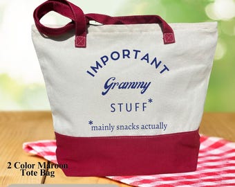 Personalized Gift For Grandma, Canvas Grandma Totes, New Grandma Gifts, Custom Mothers Day Gifts, Custom Grandma Tote, Floral Grammy Tote