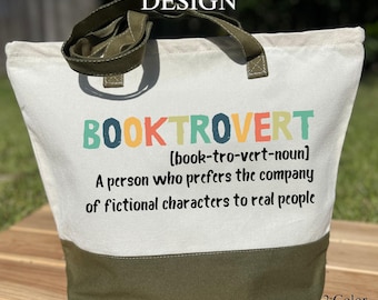 Booktrovert Tote Bag, Funny Introvert Reader Bag, Literary Canvas Tote, Gifts for Bookworms, Bookish Gift Bag, Book Lover Tote Bag