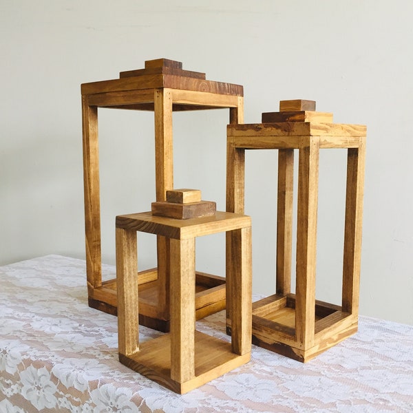 Wood Lanterns, Centerpieces for Wedding, Lantern Centerpieces, Wedding Reception Decor, Farmhouse Rustic Home Decor, Handmade Wood Lantern