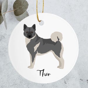 Custom Norwegian Elkhound Ornament,  personalized dog gift, Dog Mom, Dog Dad, dog keepsake, Norwegian Elkhound Christmas ornament