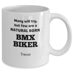 Personalized BMX biker mug, funny BMX present, BMX biker christmas, bmx birthday, custom bmx cup