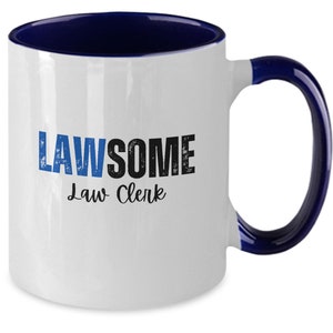 LAWsome Law Clerk, legal professional gift, law office present, courthouse cup for birthday, Christmas, graduation, retirement