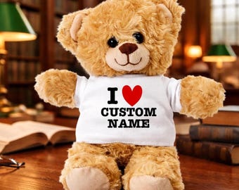 Camiseta de oso de peluche personalizada. Viste a tu peluche de 25 cm con tu logotipo, mensaje o foto. Camiseta personalizada (oso no incluido).