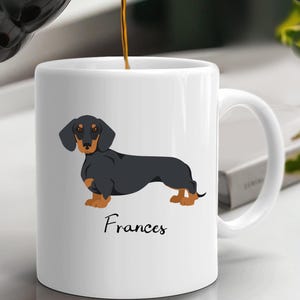 Custom Dachshund Mug, personalized pet dog coffee cup, Dog Mom, Dog Dad gift, pet memorial, Doxie keepsake