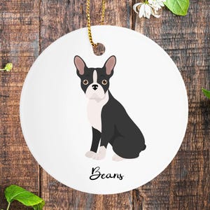 Custom Boston Terrier Ornament, personalized pet gift, Dog Mom, Dog Dad keepsake, Boston Terrier Christmas ornament