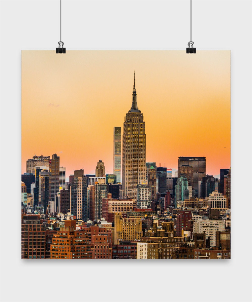 New York City Skyline Poster, NYC Photograph Wall Hanging, Empire State — free download