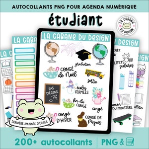 Digitale Aufkleber für digitales Tagebuch mit dem Thema „Student/Schule/Lernen“ auf FRANZÖSISCH LCDD-011