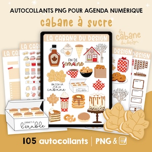 Digitale Aufkleber für digitales Tagebuch mit dem Sugar Shack-Thema auf FRANZÖSISCH LCDD-001