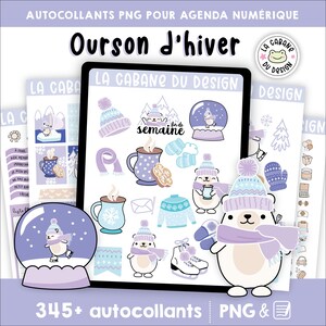 FRENCH digital stickers for digital diary with the theme of Winter Bear in LCDD-026