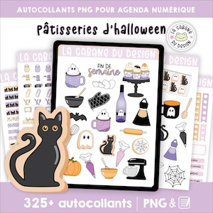 Digitale Aufkleber für digitales Tagebuch mit Halloween-Gebäck-Thema auf FRANZÖSISCH LCDD-394