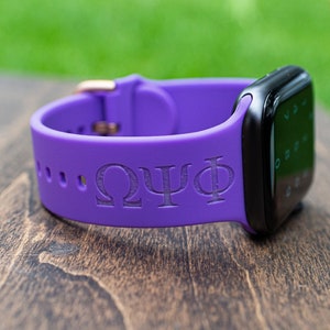 Omega Psi Phi fraternity custom apple watch band. Personalized Omega Psi Phi merch. Custom fraternity gifts. Big Little gift watch band