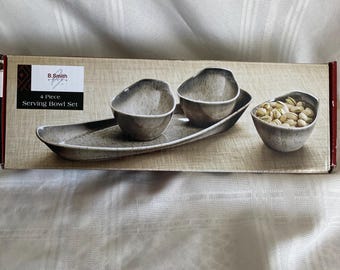 Serving Tray Plate With Attached Bowl Smith 4-piece Serving Bowl