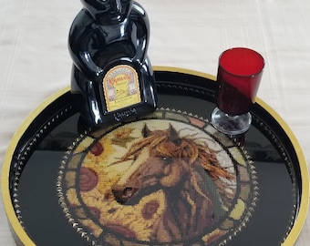 Horse Design  Diamond art Resin Beverage Tray | 15 Inches | Equestrian Serving Tray
