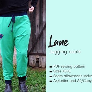 LANE high waist joggings jogger pants sweatpants with pockets - DIGITAL PDF sewing pattern for women - Studio Calicot