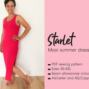 STARLET sleeveless long dress with slit bodycon for jersey summer dress - DIGITAL PDF sewing pattern for women - Studio Calicot