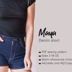 MAYA high waist jeans shorts denim - DIGITAL PDF sewing pattern for women - Studio Calicot