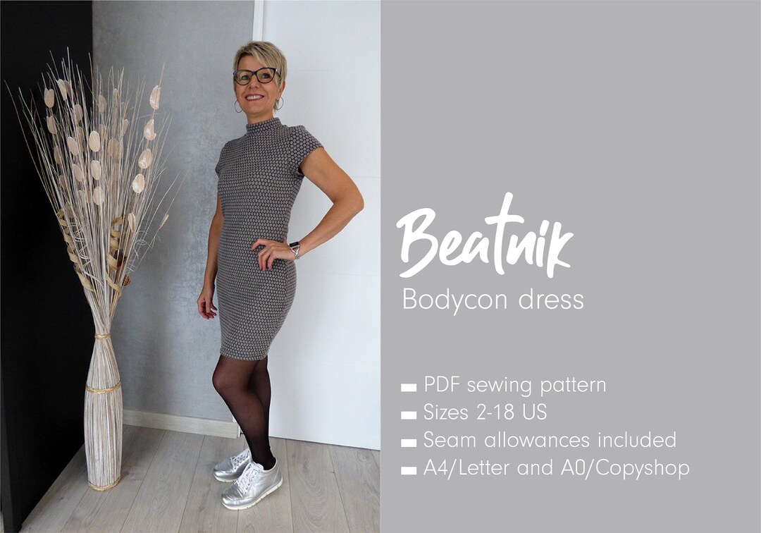 BEATNIK Bodycon Dress (short, Knee and Midi Length) High Neck Short ...