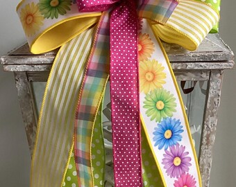 Easter Floral Bow, Easter Wreath Bow, Easter Decor, Bow for Easter ...