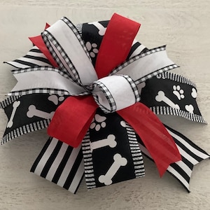Pet Lovers Wreath Bow, Lantern Bow, Door Hanger Bow, Wreath Embellishment, Dog Wreath Bow, Farmhouse Bow,
