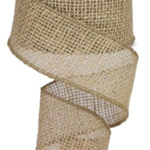 2.5” Natural Loose Weave Burlap Wired Ribbon, Everyday Ribbon, Craft Ribbon, Burlap Wired Ribbon for Wreaths, 10 Yards