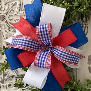 Patriotic Wreath Bow, 4th of July Bow, July 4th Decoration, Red White and Blue Wreath Bow, Patriotic Lantern Bow, Memorial Day Bow