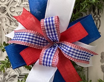 Patriotic Wreath Bow, 4th of July Bow, July 4th Decoration, Red White and Blue Wreath Bow, Patriotic Lantern Bow, Memorial Day Bow