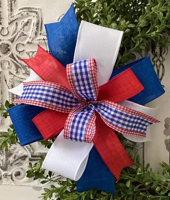 Patriotic Wreath Bow, 4th of July Bow, July 4th Decoration, Red White and Blue Wreath Bow, Patriotic Lantern Bow, Memorial Day Bow