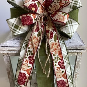 Herbst Blumenkranz Schleife, Laterne Schleife, Türhänger Schleife, Kranz Verschönerung, Erntedank Dekor, Grün und Rost Herbst Schleife