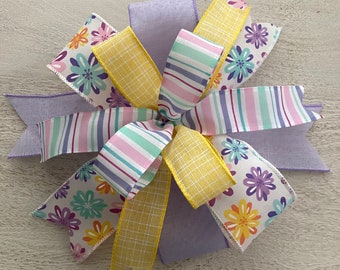 Easter Floral Bow, Easter Wreath Bow, Easter Decor, Bow for Easter Basket, Easter Door Hanger Bow, Easter Pastel Lantern Bow