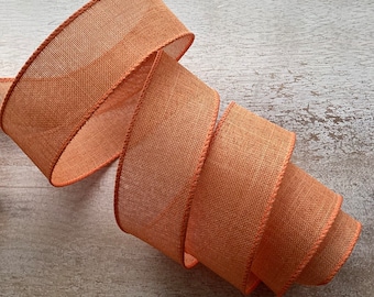 1.5” Orange Wired Ribbon, Everyday Solid Wired Ribbon, Craft Ribbon, Solid Wired Ribbon for Wreaths, 5 Yards
