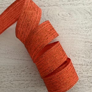 1.5” Sparkle Orange Halloween Wired Ribbon, Orange Sparkle Wired Ribbon for Wreaths, Halloween Wired Ribbon, Fall Craft Ribbon 5 Yards