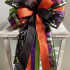 Halloween Kranz Schleife, Tür Dekor, Halloween Laterne Schleife, Orange, Lila und Schwarz Schleife, Halloween Dekor, Halloween Schleife