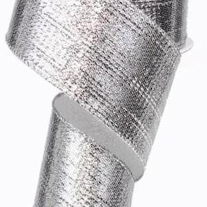 10 yards Metallic Silver Wired Ribbon, Silver Christmas Wired Ribbon for Wreaths, Christmas Craft Ribbon 2.5”