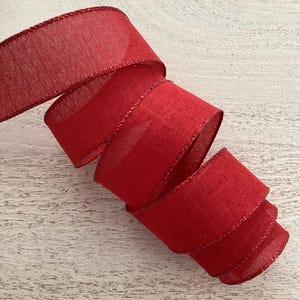 1.5” Christmas Red Wired Ribbon, Red Christmas Wired Ribbon for Bows, Christmas Craft Ribbon 5 Yard Roll