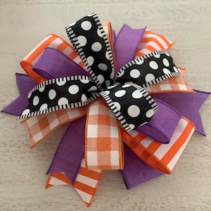 Halloween Kranz Schleife, Halloween Laterne Schleife, Herbst Türhänger Schleife, Kranz Verschönerung, Halloween Dekor, Lila und Orange Akzent Schleife