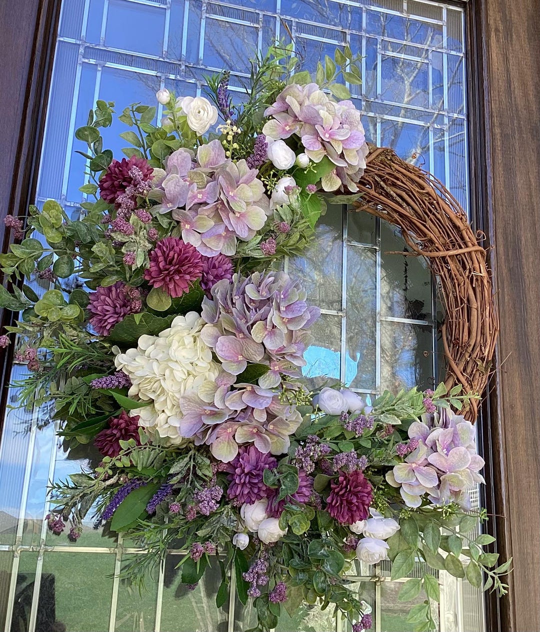 29”x 26” Spring Hydrangea Wreath, Spring Wreath, Easter Wreath ...