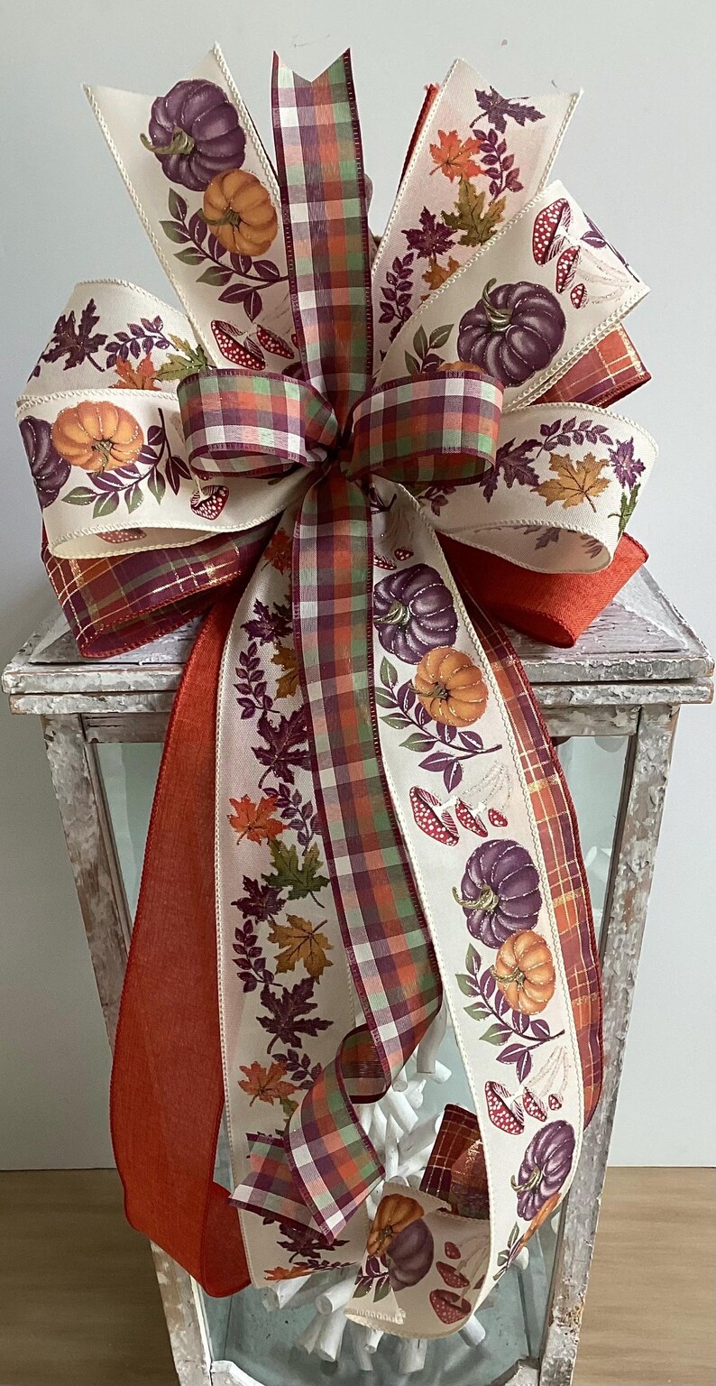 Plum & Rust Fall Wreath Bow, Thanksgiving Bow, Autumn Lantern Bow ...