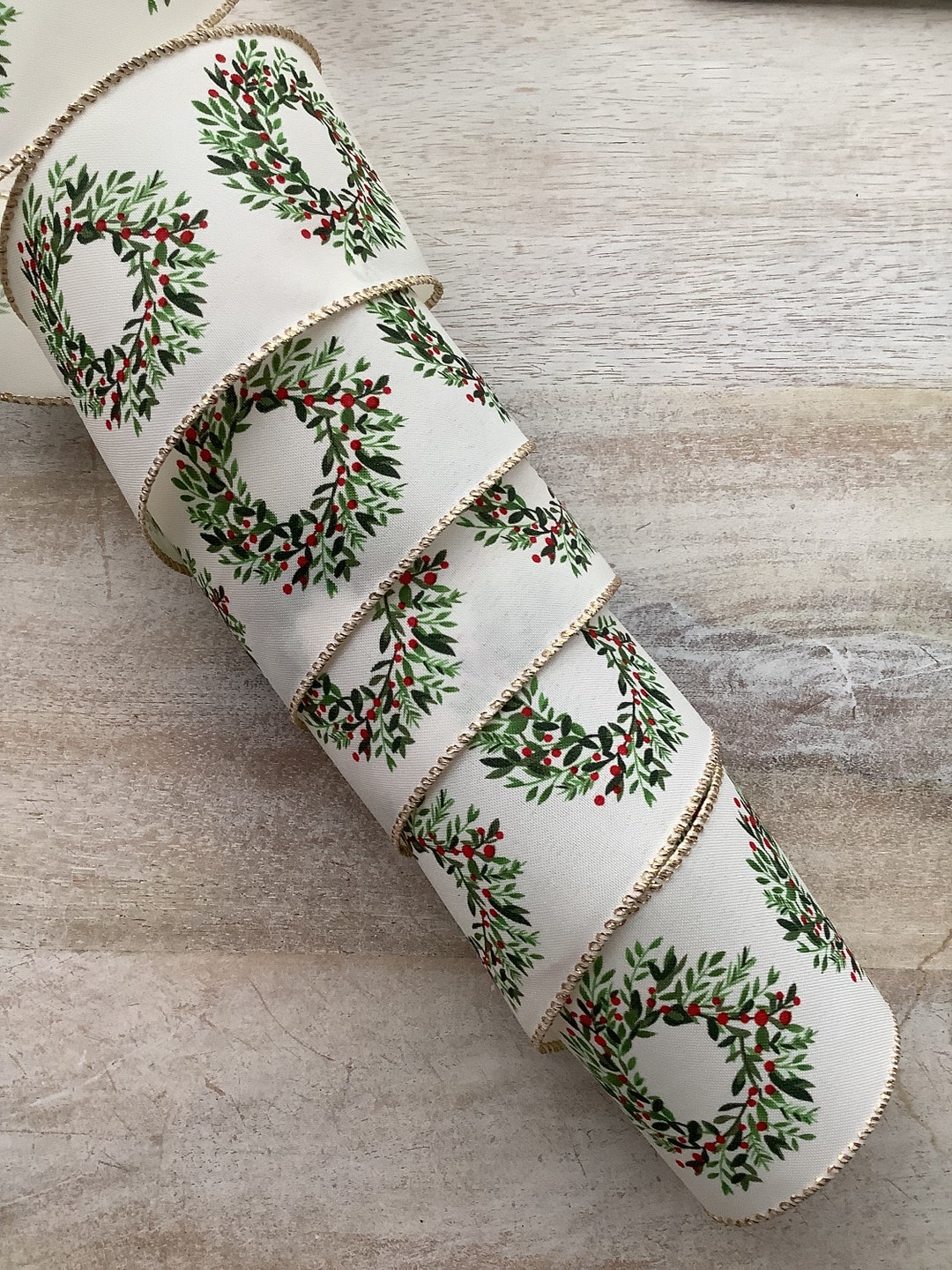 Melrose International Christmas Tree Print Wired Ribbon (Set of 2)
