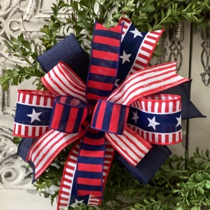 Patriotic Wreath Bow, 4th of July Bow, July 4th Decoration, Red White and Blue Wreath Bow, Patriotic Lantern Bow, Memorial Day Bow