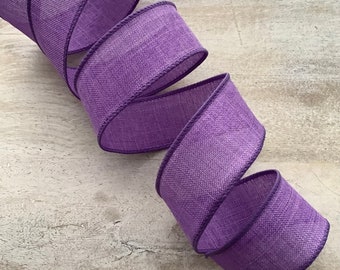 1.5” Purple Wired Ribbon, Summer Wired Ribbon, Craft Ribbon, Purple Wired Ribbon for Wreaths, 5 Yards