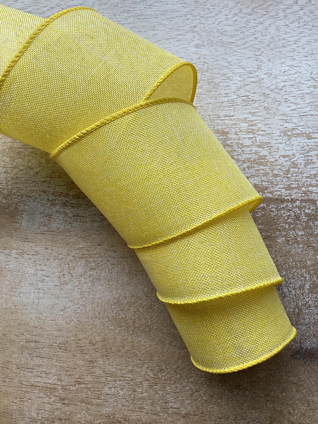 2.5” Yellow Wired Ribbon, Summer Solid Yellow Wired Ribbon, Craft ...