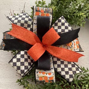 Halloween Kürbis Kranz Schleife, schwarz orange Laterne Schleife, Türhänger Schleife, Kranzverzierung, Halloween Dekor, Herbstkranz