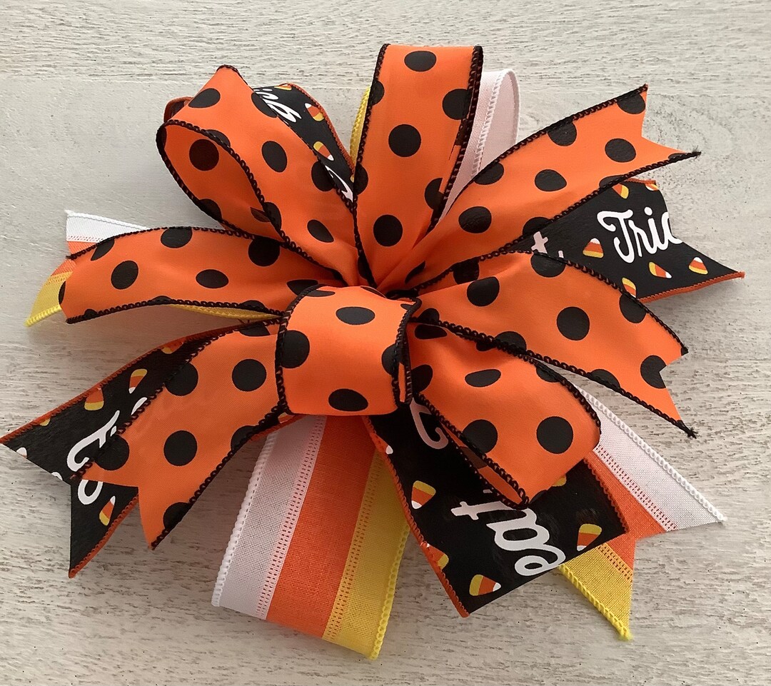 Trick or Treat Halloween Wreath Bow, Halloween Lantern Bow, Halloween Door Hanger Bow, Wreath
