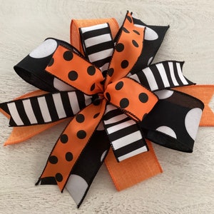 Halloween Kranz Schleife: Orange, Schwarz, und Weiß gedrahtetes Band