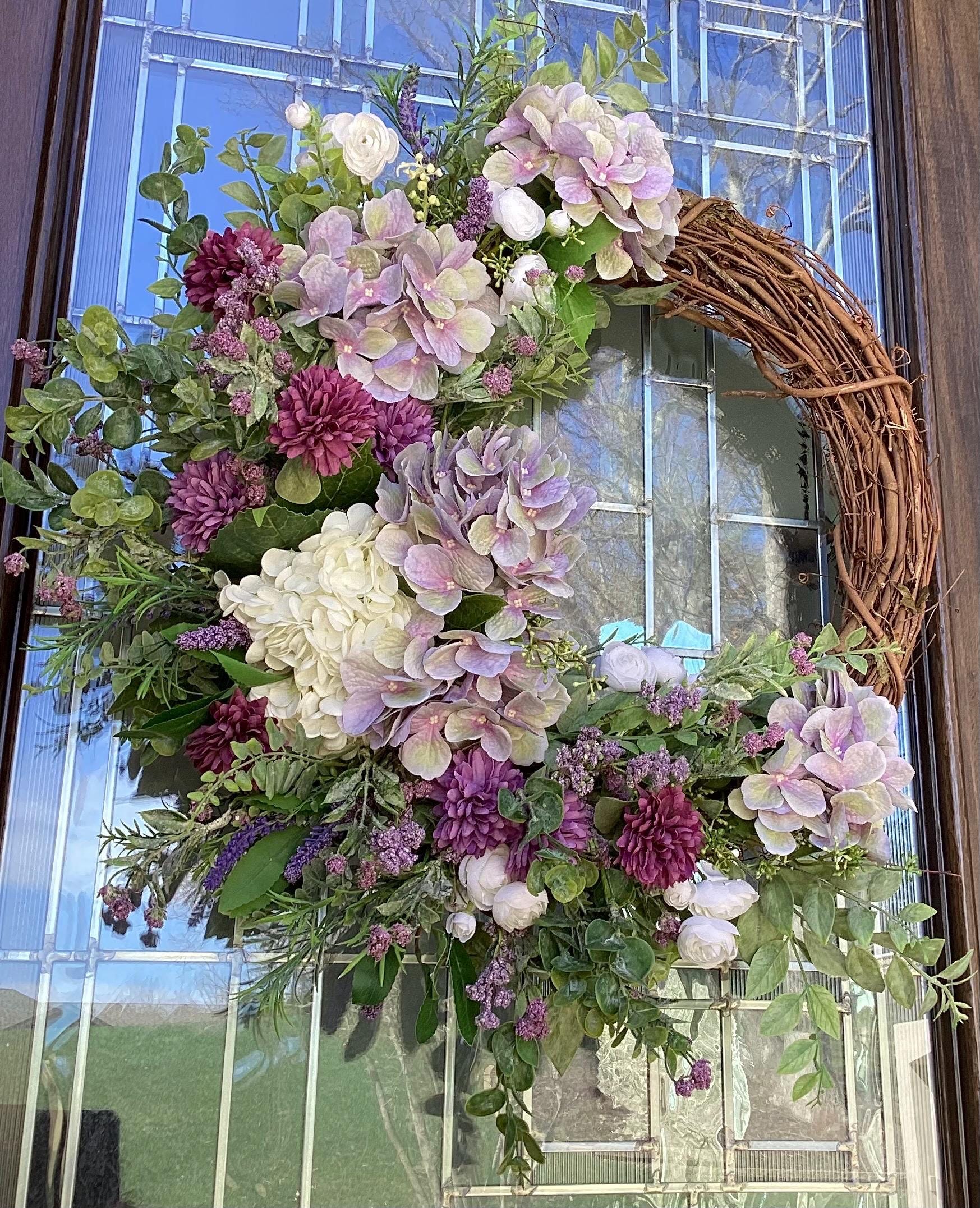 29”x 26” Spring Hydrangea Wreath, Spring Wreath, Easter Wreath ...