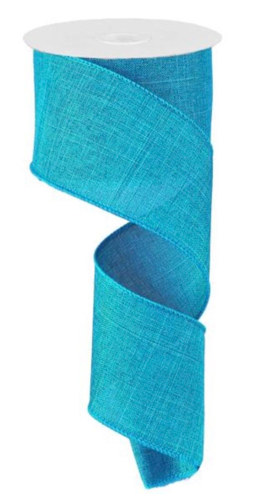 Turquoise Ribbed Ribbon 2.5” Solid Turquoise Wired Ribbon, Everyday Ribbon, Craft Ribbon ...