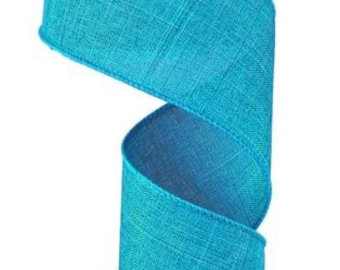 2.5” Solid Turquoise Wired Ribbon, Everyday Ribbon, Craft Ribbon, Turquoise Wired Ribbon for Wreaths, 10 Yard